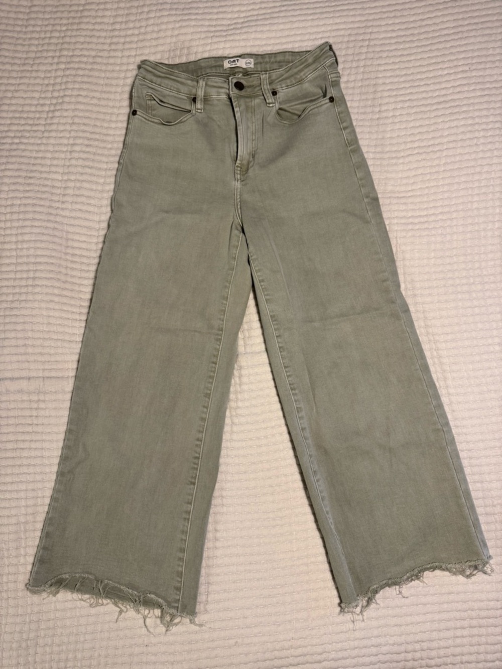 Oat New York Olive Green Wide-Leg Jeans